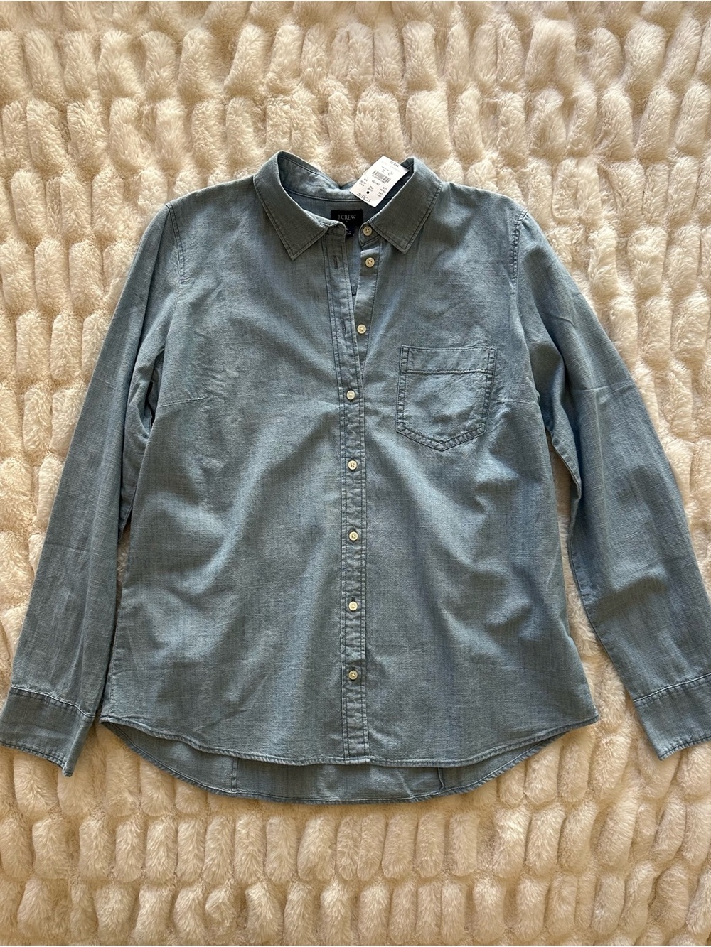 J.Crew Factory Casual Light Blue Chambray Button Down Shirt, Size L NWT